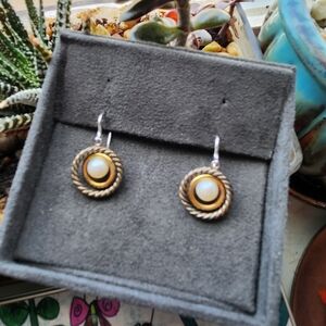 David Yurman Drop Earrings - Gold/Silver/Pearl